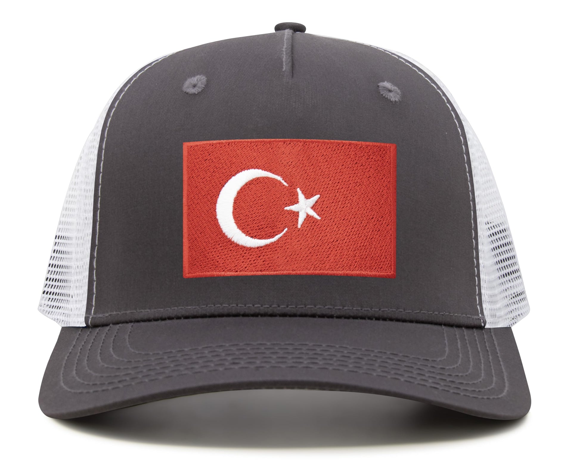 International Tie Country Hat for Men and Women, Adjustable Snapback Trucker Baseball Cap with Embroidered Patch (Turkey, Grey White) - International Tie