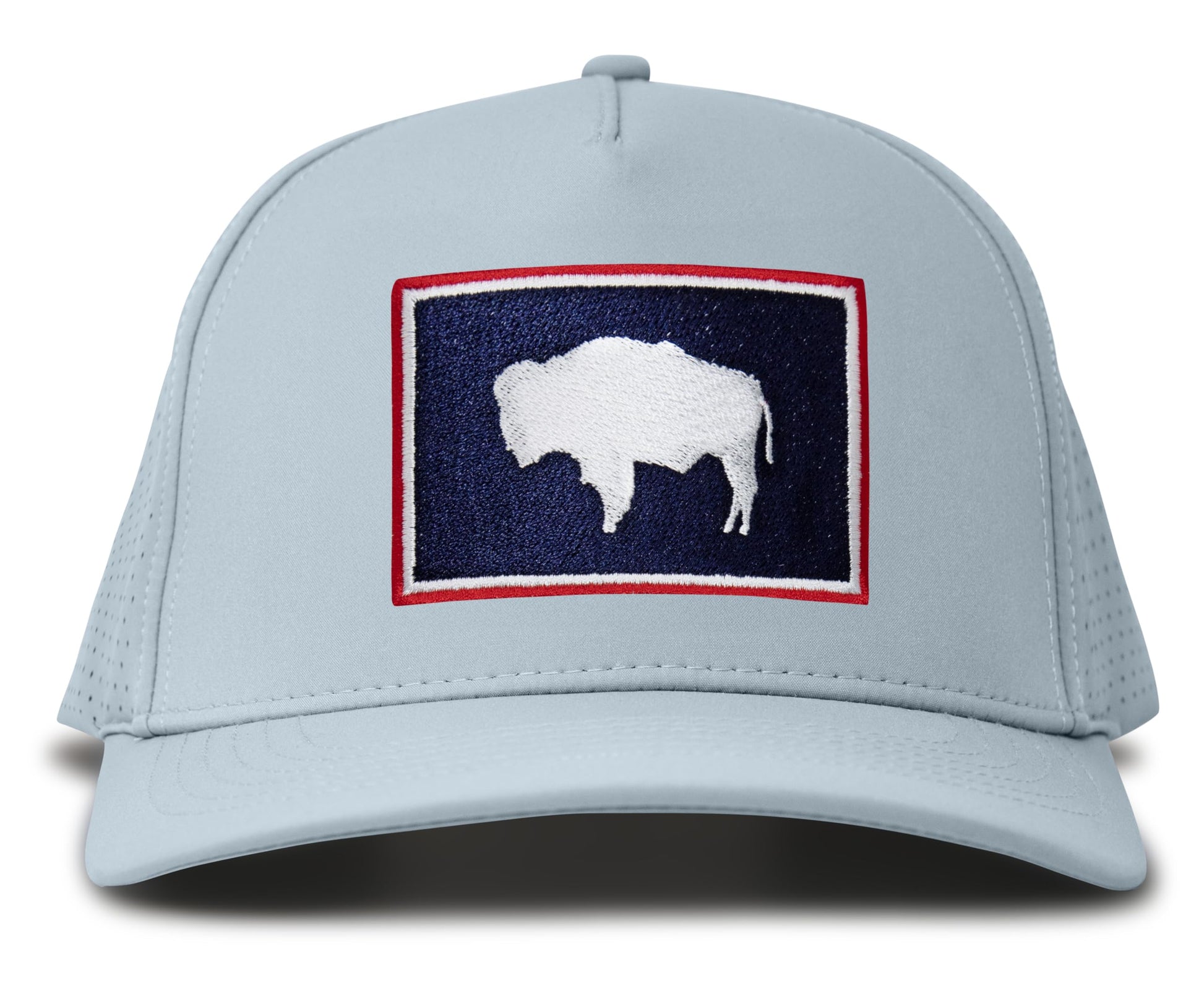 Sky Blue Wyoming Flag Performance Hat Front View