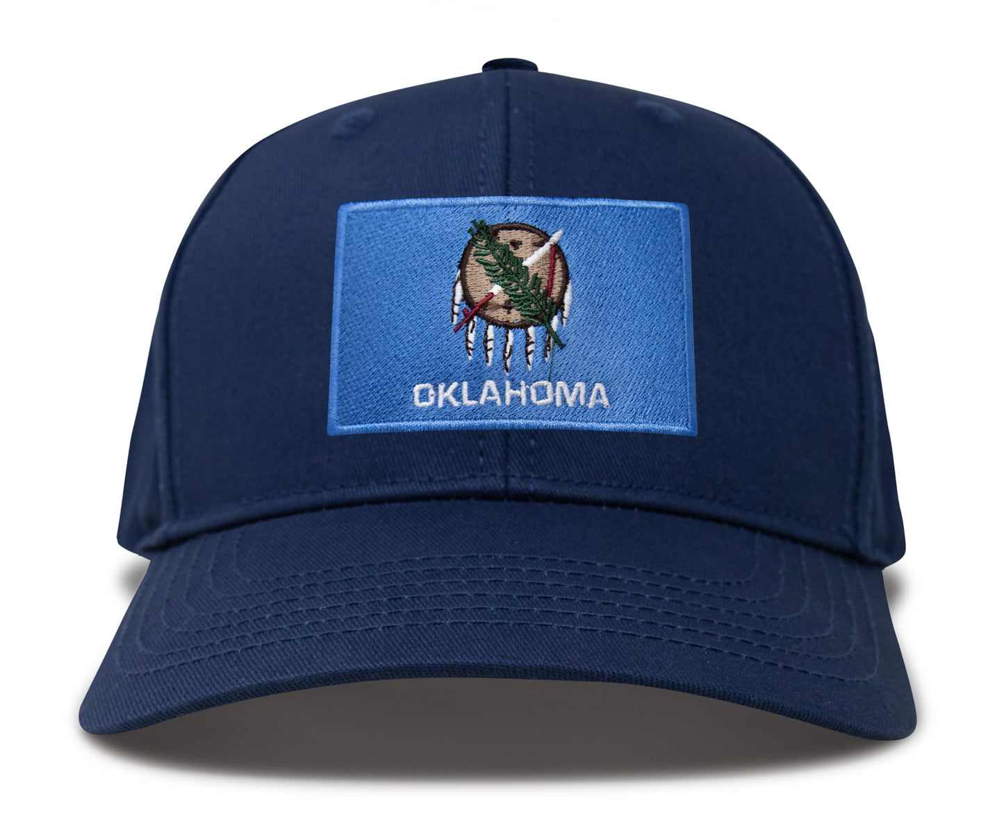 International Tie State Hat for Men and Women, Adjustable Snapback Trucker Baseball Cap with Embroidered Patch (Oklahoma, All Navy) - International Tie