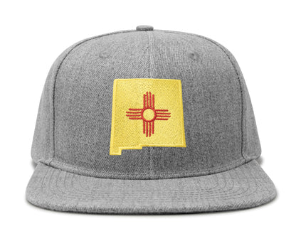 International Tie Stateline Flag Hat for Men and Women - Snapback Trucker Baseball Cap (New Mexico, Grey Flatbill)