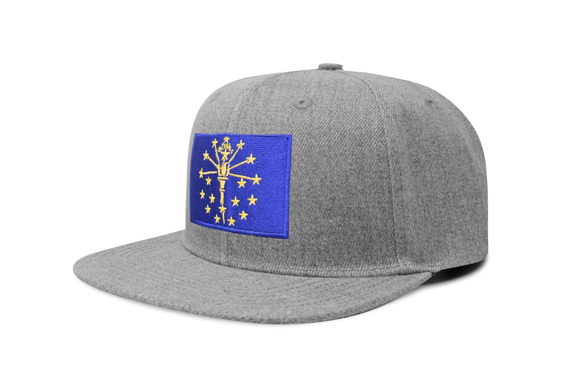 International Tie State Hat for Men and Women, Adjustable Snapback Trucker Baseball Cap with Embroidered Patch (Indiana, Grey Flatbill) - International Tie