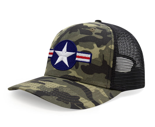 International Tie Air Force Hat for Men and Women - Snapback Trucker Baseball Cap (Camouflage)