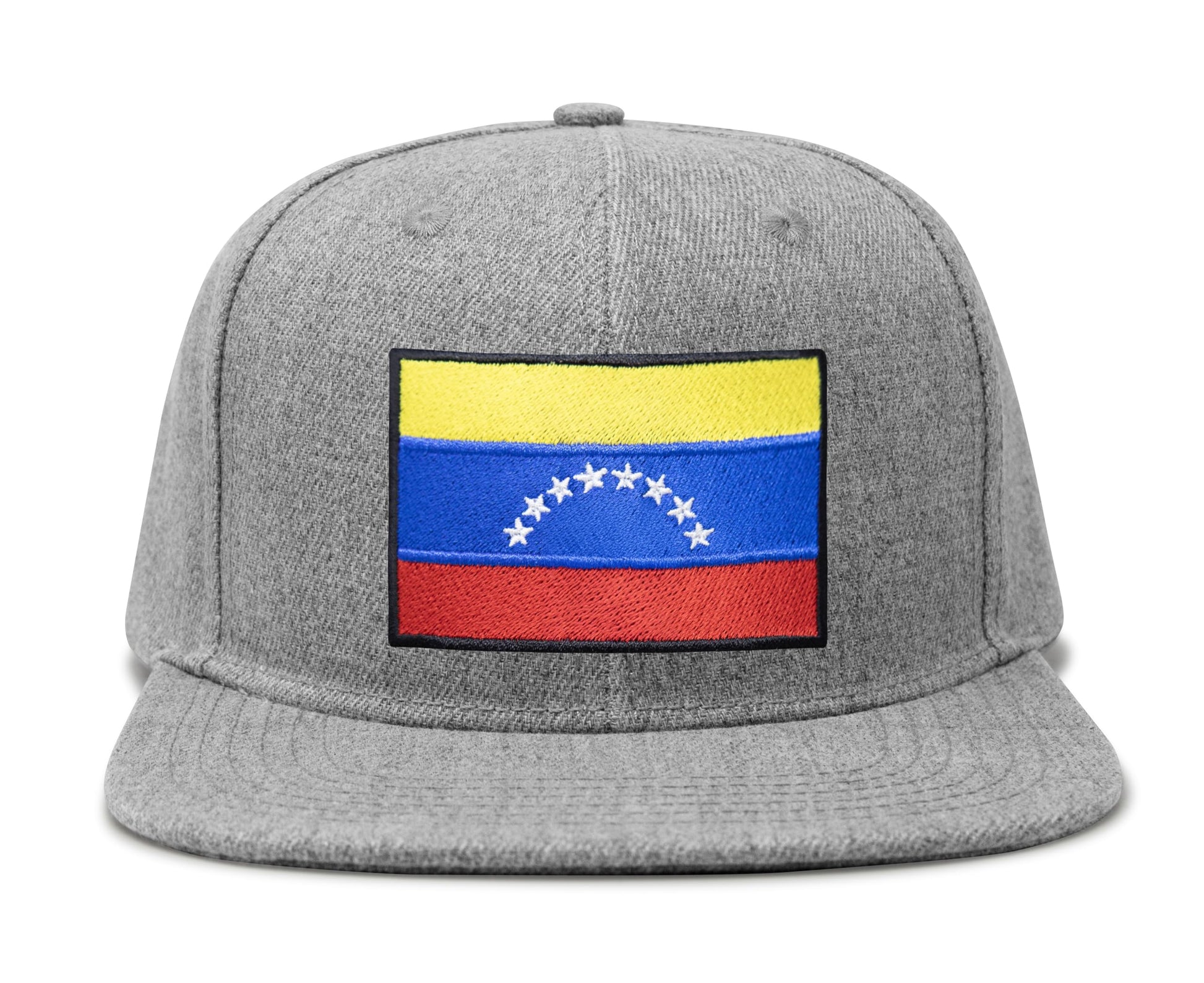 International Tie Country Hat for Men and Women, Adjustable Snapback Trucker Baseball Cap with Embroidered Patch (Venezuela, Grey Flatbill) - International Tie