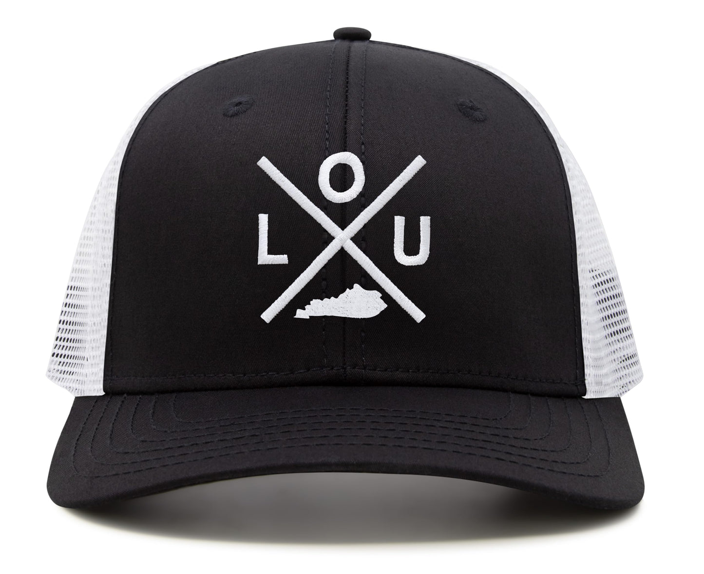 International Tie LOU (Louisville) - Hat for Men and Women - Snapback Trucker Baseball Cap (Black/White)