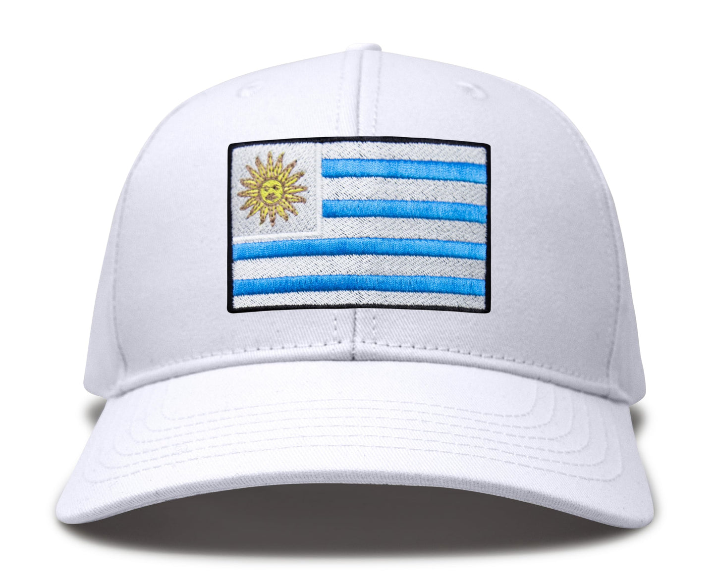 International Tie Country Hat for Men and Women, Adjustable Snapback Trucker Baseball Cap with Embroidered Patch (Uruguay, All White)