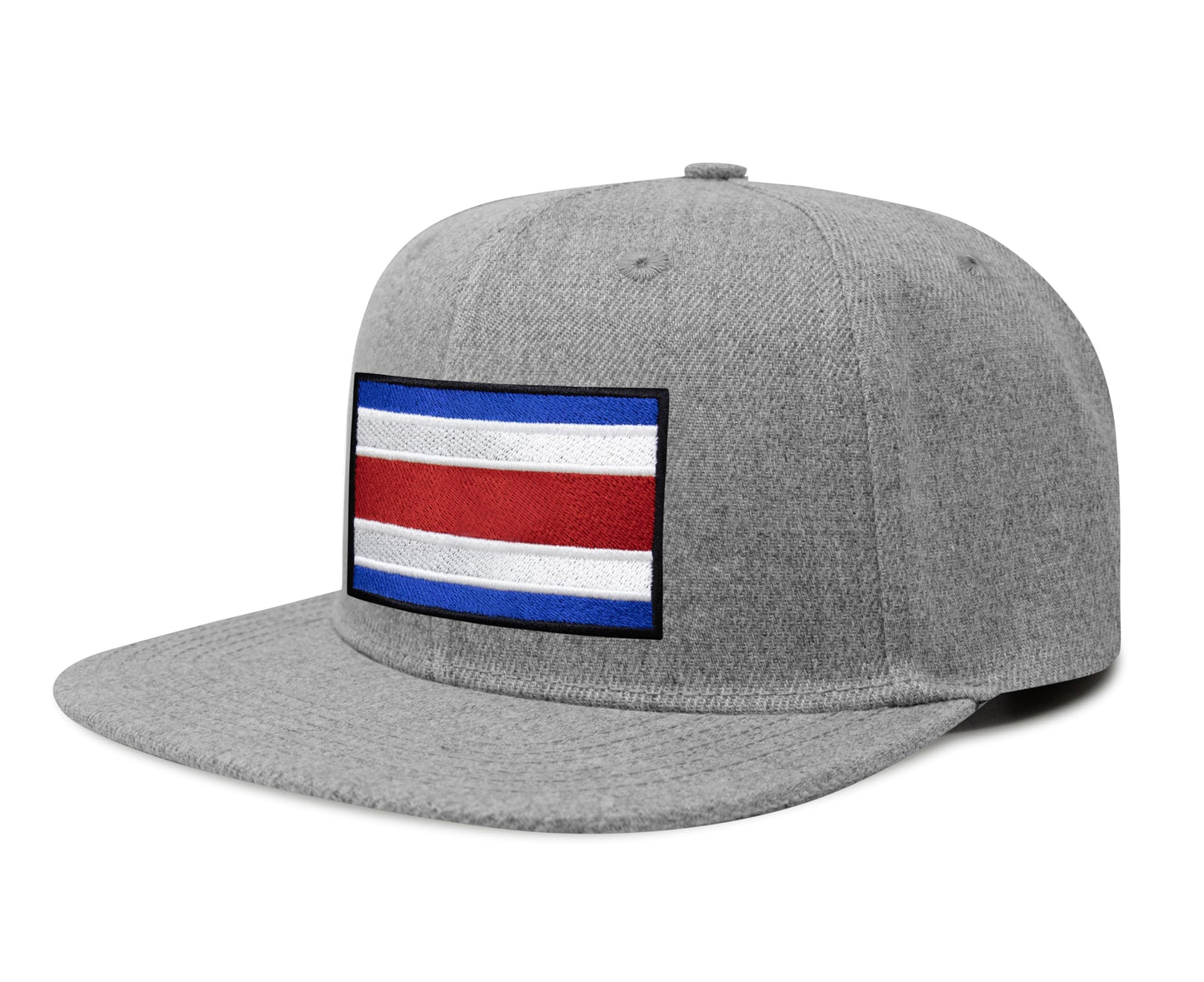 International Tie Country Hat for Men and Women, Adjustable Snapback Trucker Baseball Cap with Embroidered Patch (Costa rica, Grey Flatbill) - International Tie