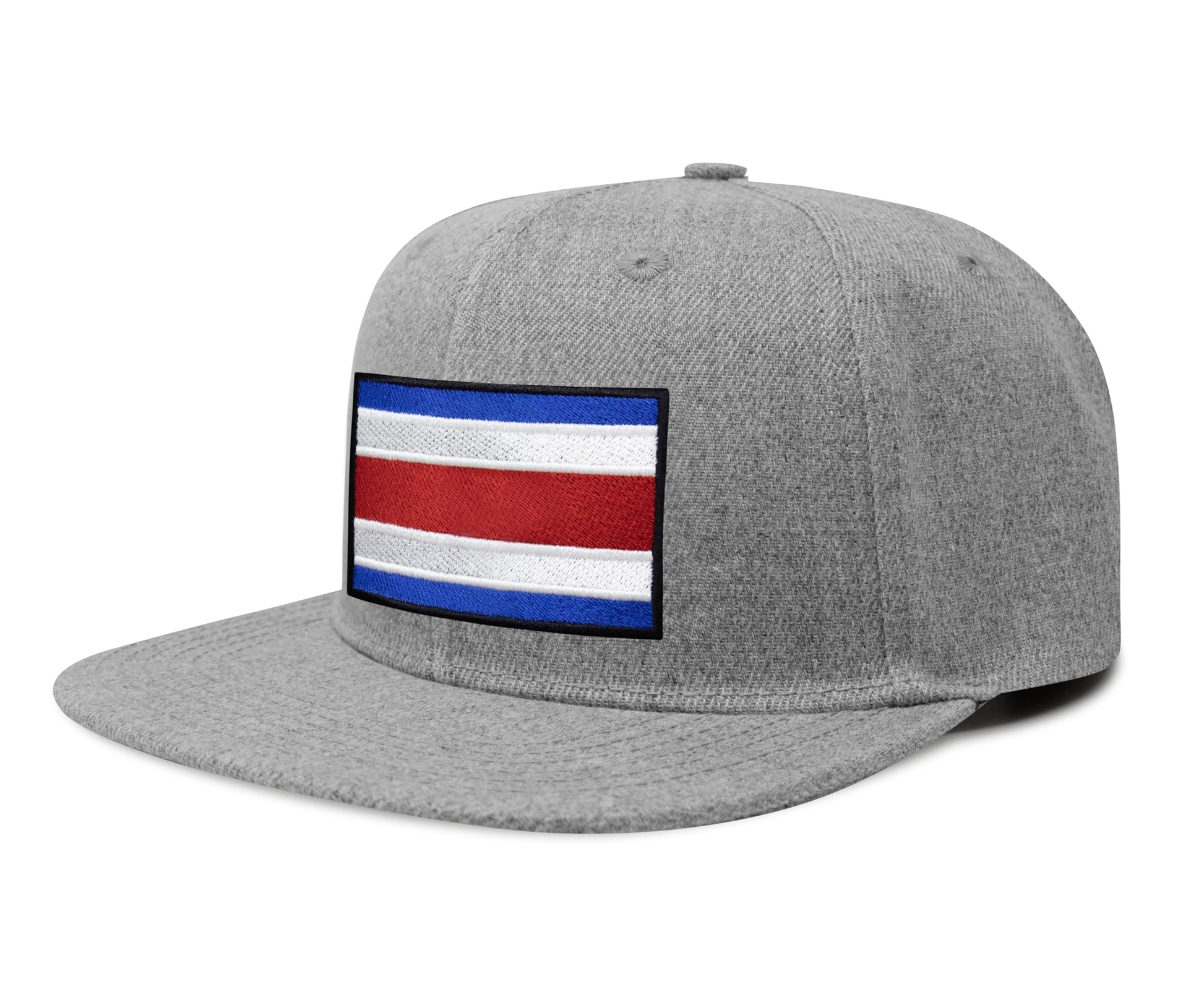 International Tie Country Hat for Men and Women, Adjustable Snapback Trucker Baseball Cap with Embroidered Patch (Costa rica, Grey Flatbill) - International Tie