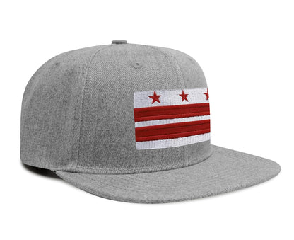 International Tie Washington DC Flag Hat for Men and Women - Snapback Trucker Flatbill Baseball Cap (Grey Flatbill)
