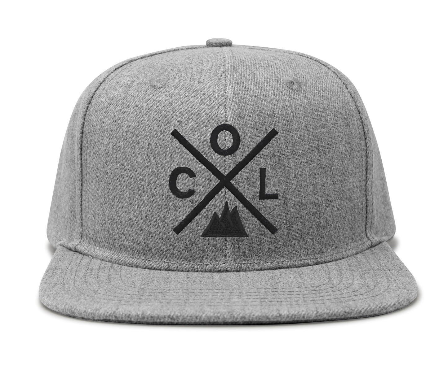 International Tie Hat for Men and Women, Adjustable Snapback Trucker Baseball Cap, Embroidered Cross Logo (COL - Colorado, Grey Flatbill)