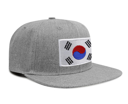 International Tie South Korea Hat for Men and Women - Snapback Trucker Baseball Cap (Grey Flatbill)