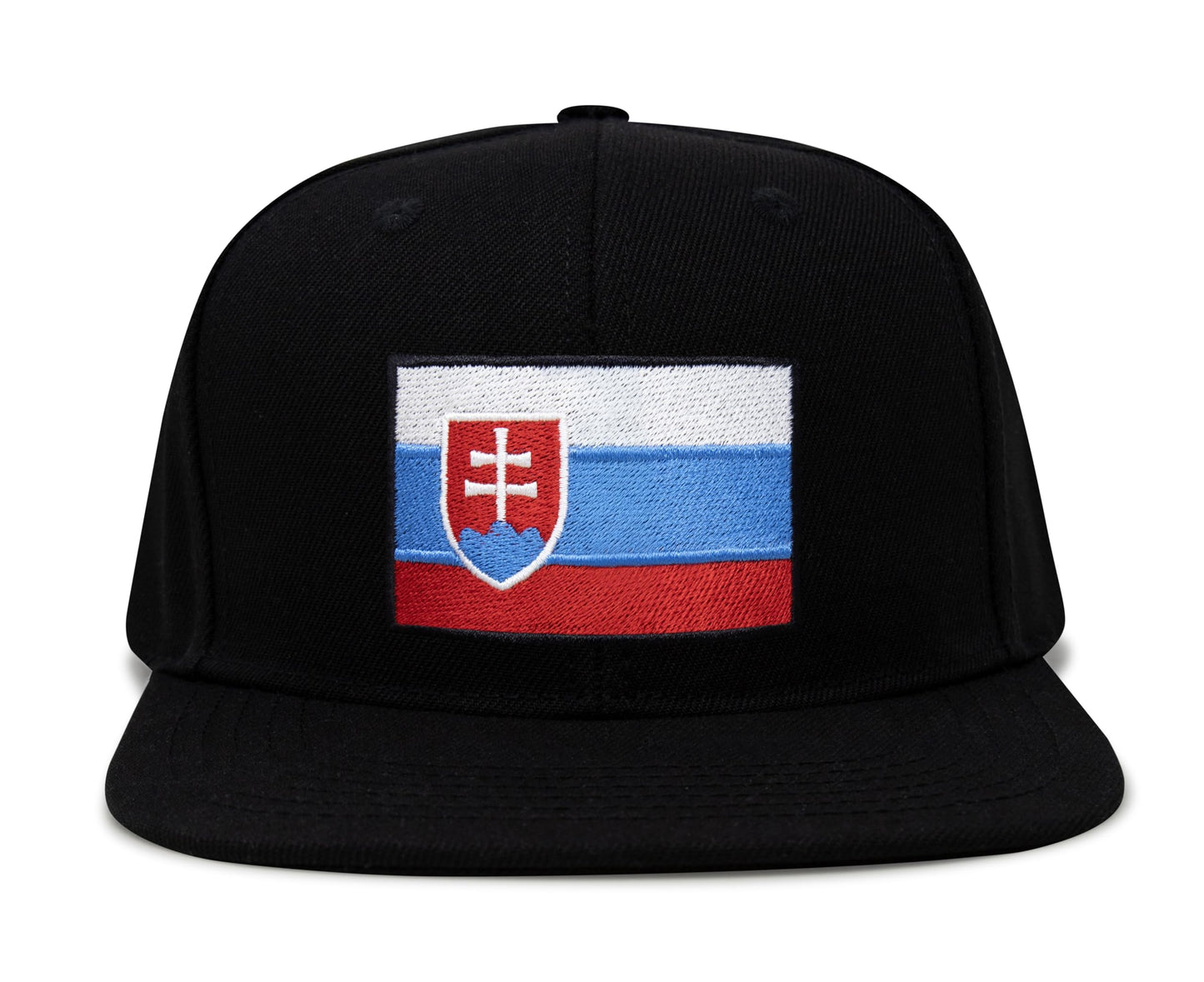 International Tie Country Hat for Men and Women, Adjustable Snapback Trucker Baseball Cap with Embroidered Patch (Slovakia, Black Flatbill) - International Tie