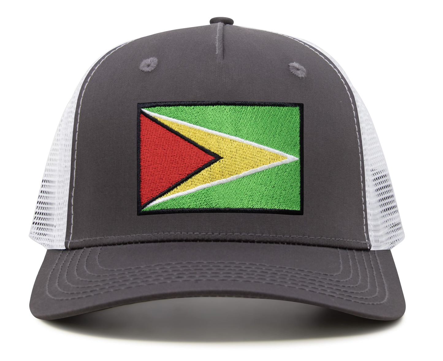 International Tie Country Hat for Men and Women, Adjustable Snapback Trucker Baseball Cap with Embroidered Patch (Guyana, Grey White) - International Tie