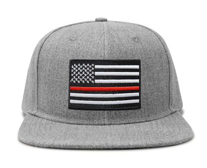 Thin Red Line Flag Trucker Hat for Men and Women – Snapback Baseball Cap by International Tie (Grey Flatbill)