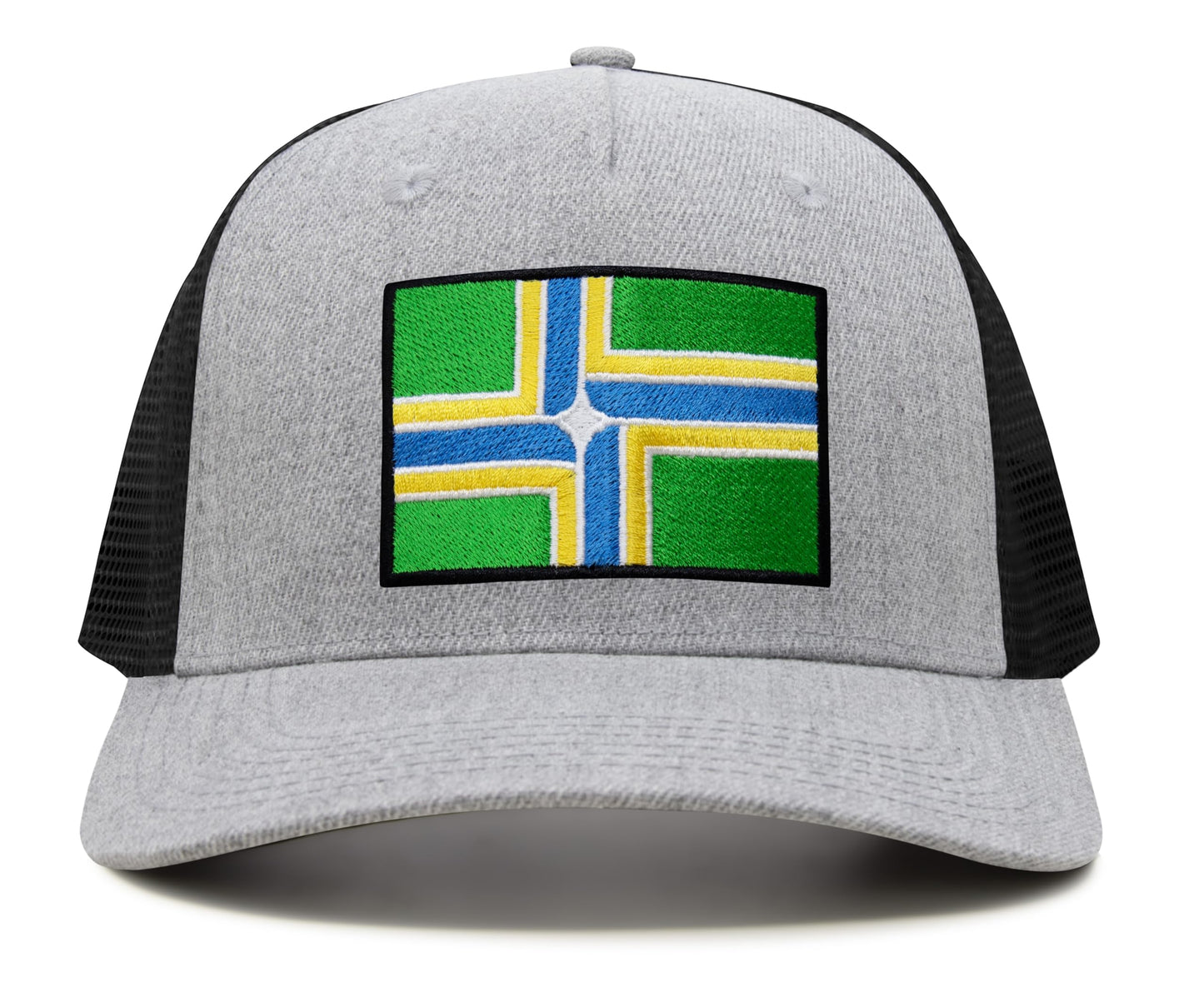 International Tie City Hat for Men and Women, Adjustable Snapback Trucker Baseball Cap with Embroidered Patch (Portland, Grey Black) - International Tie