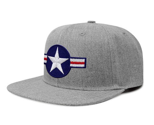 International Tie Air Force Hat for Men and Women - Snapback Trucker Baseball Cap (Grey Flatbill)