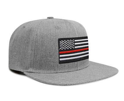 Thin Red Line Flag Trucker Hat for Men and Women – Snapback Baseball Cap by International Tie (Grey Flatbill)