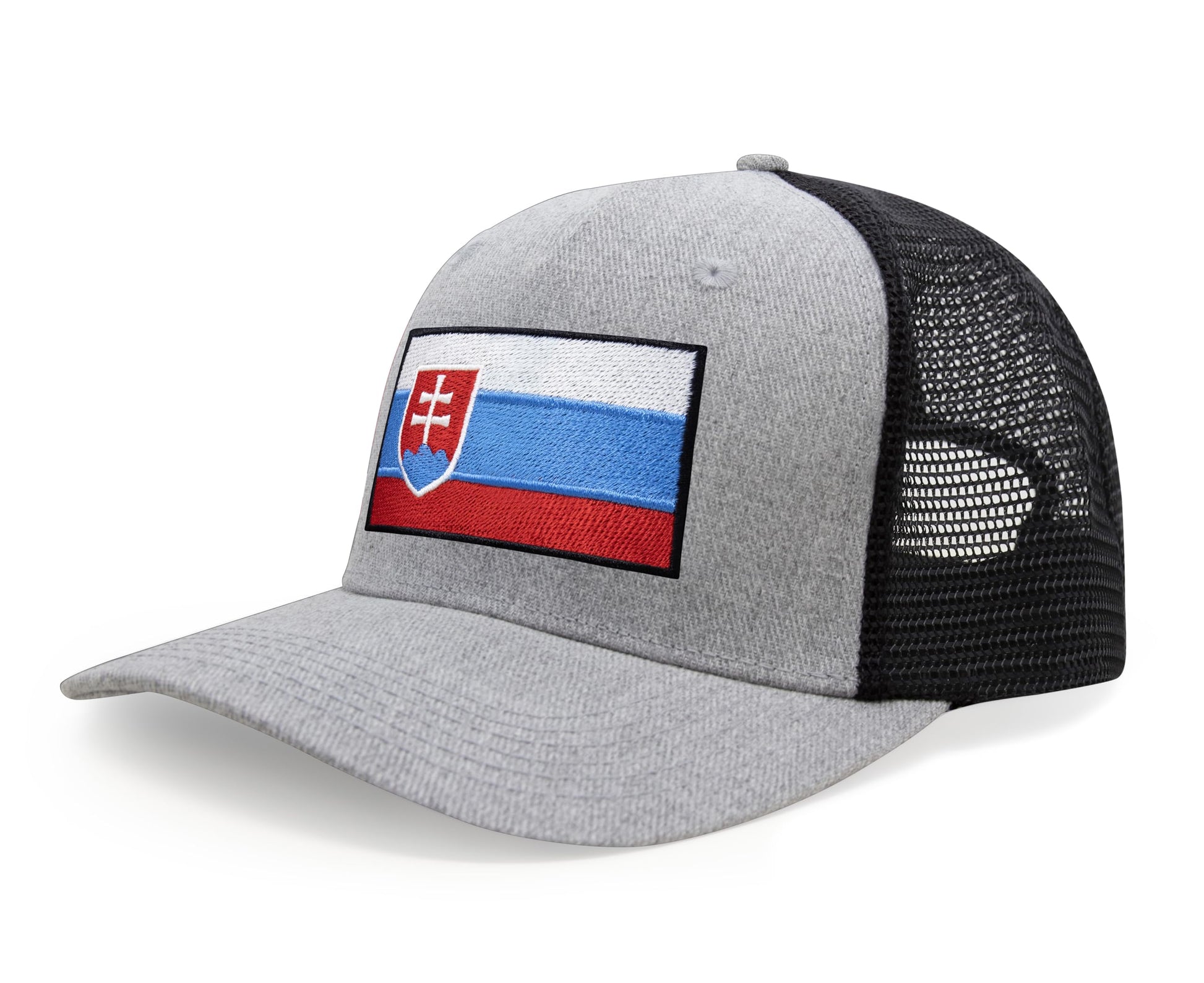 International Tie Country Hat for Men and Women, Adjustable Snapback Trucker Baseball Cap with Embroidered Patch (Slovakia, Grey Black) - International Tie