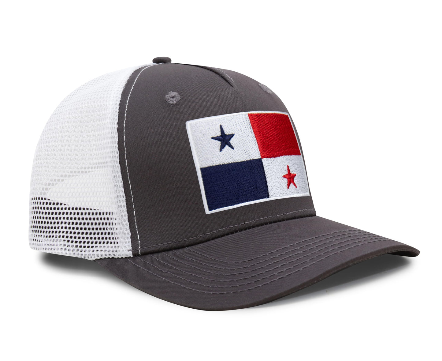 International Tie Panama Flag Hat for Men and Women - Adjustable Snapback Trucker Baseball Cap (Grey White)