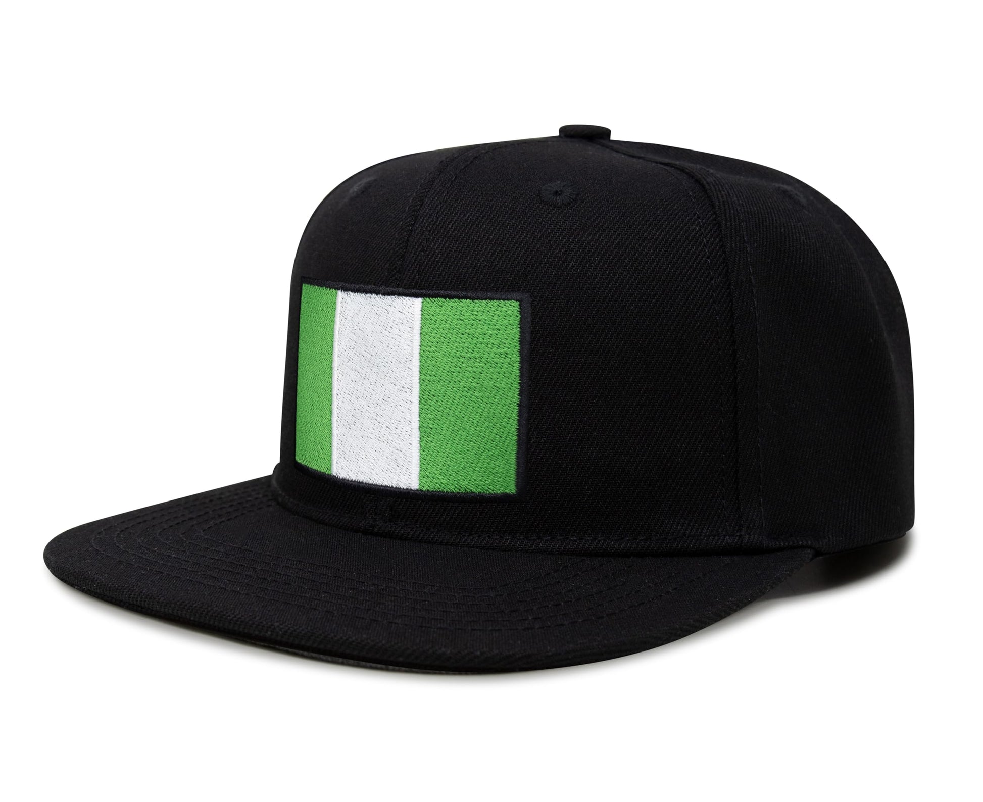 International Tie Country Hat for Men and Women, Adjustable Snapback Trucker Baseball Cap with Embroidered Patch (Nigeria, Black Flatbill) - International Tie