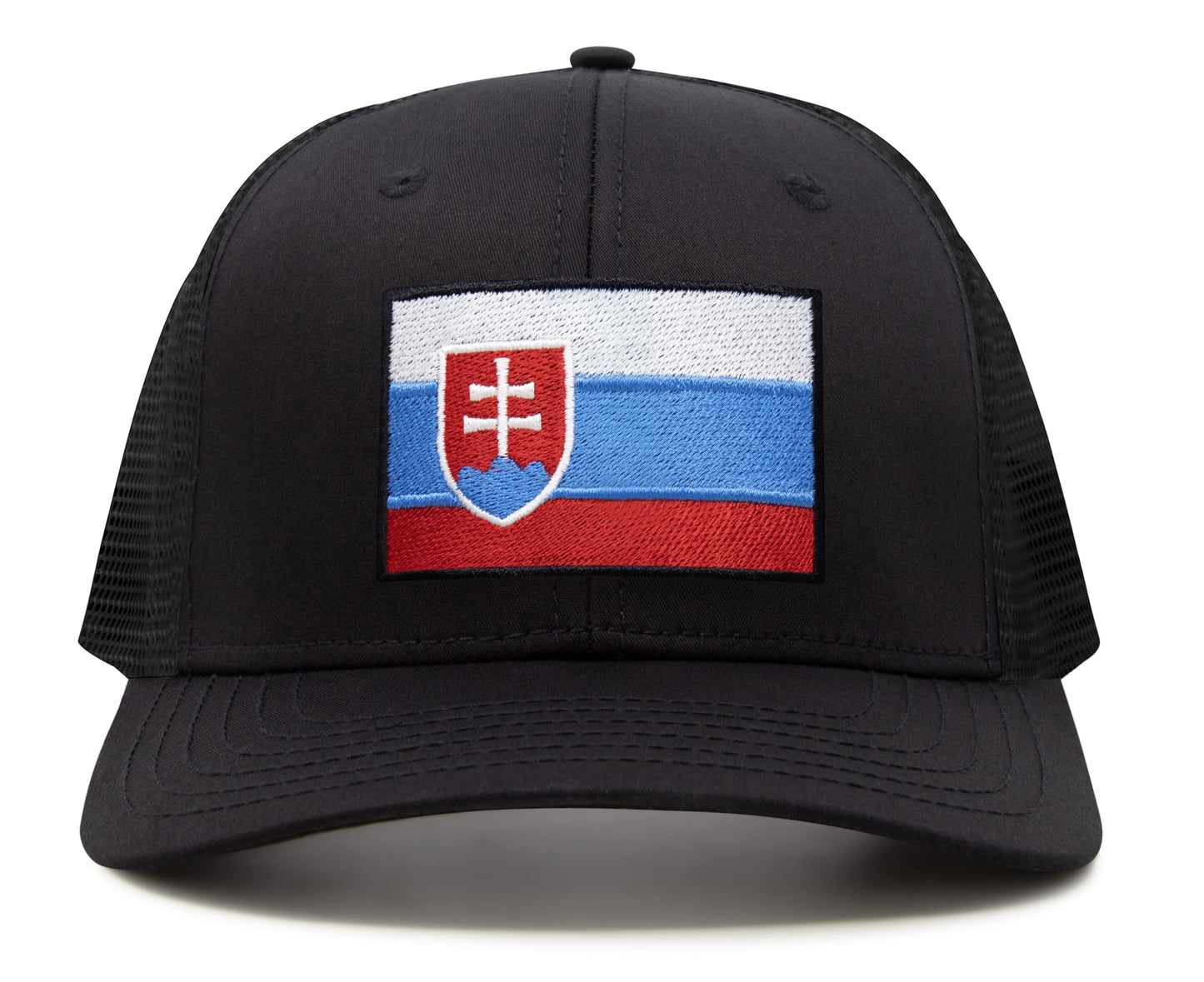 International Tie Country Hat for Men and Women, Adjustable Snapback Trucker Baseball Cap with Embroidered Patch (Slovakia, All Black) - International Tie