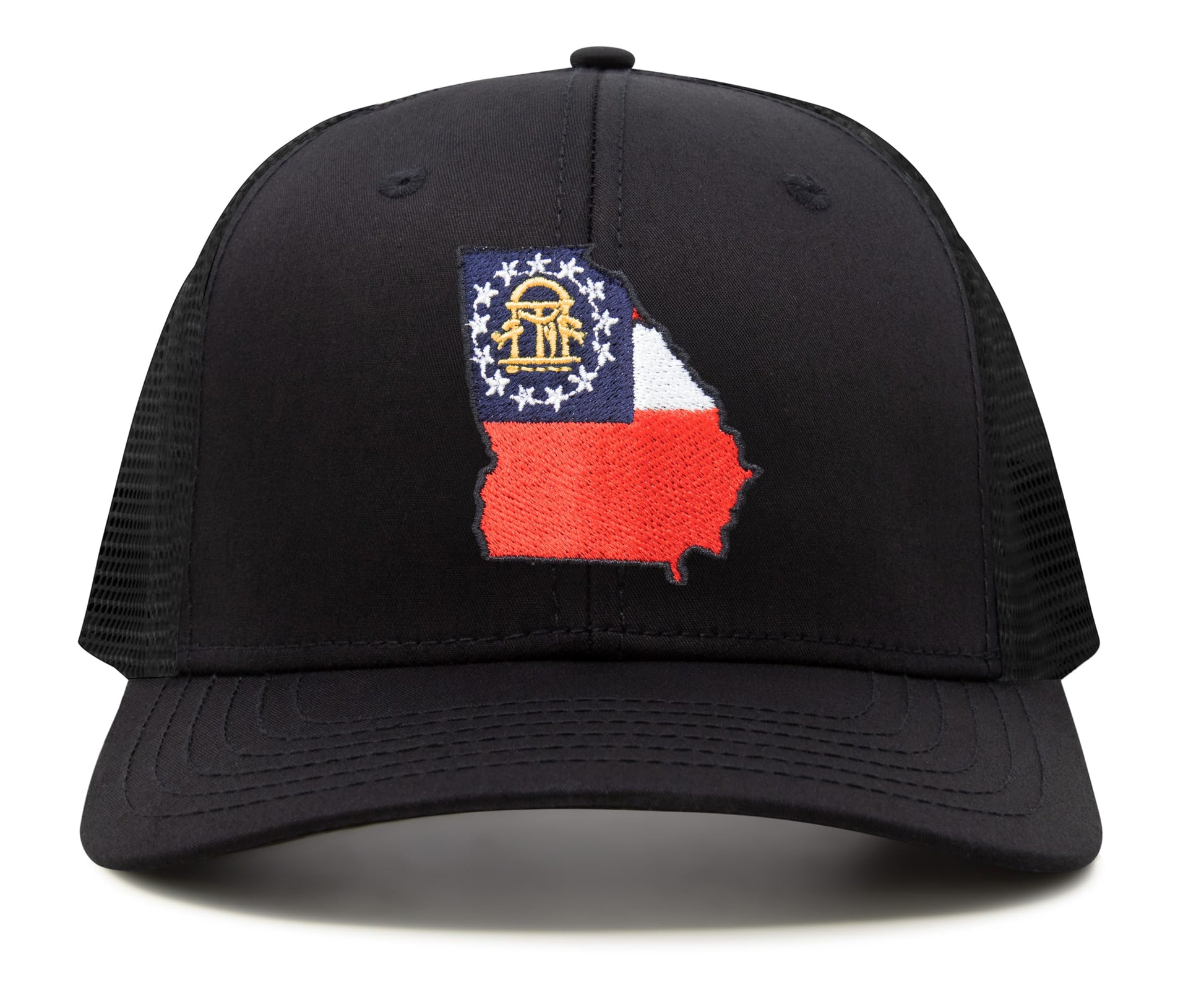 International Tie Stateline Flag Hat for Men and Women - Snapback Trucker Baseball Cap (Georgia, All Black) - International Tie