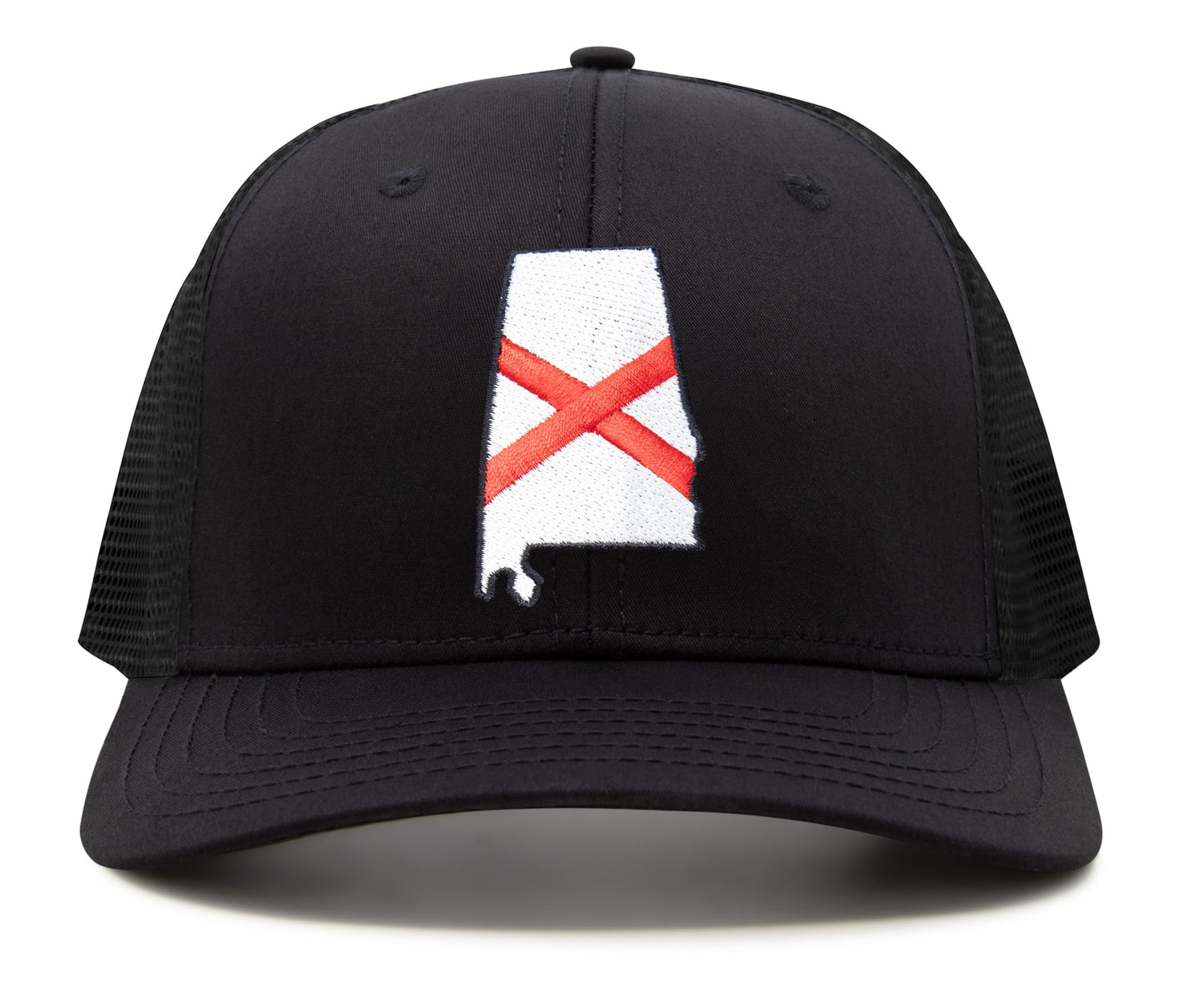 International Tie Stateline Flag Hat for Men and Women - Snapback Trucker Baseball Cap (Alabama, All Black)