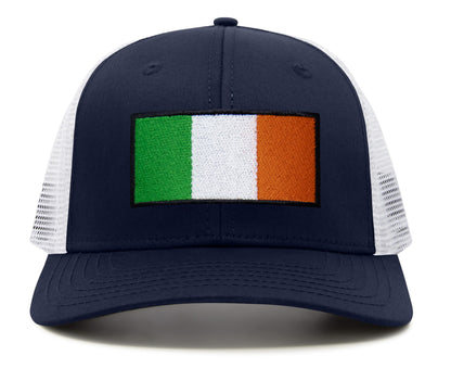 International Tie Irish Flag Hat for Men and Women - Ireland Snapback Trucker Baseball Cap (Navy White)
