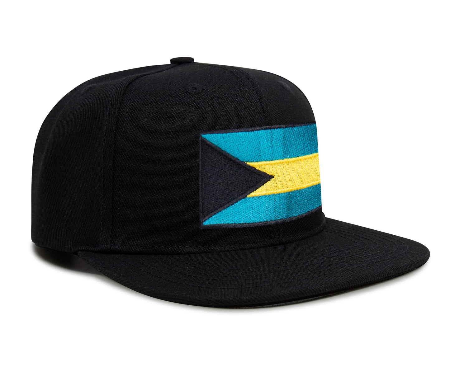 Bahamas Flag Hat for Men and Women – Adjustable Bahamian Snapback Baseball Cap by International Tie (Black Flatbill)