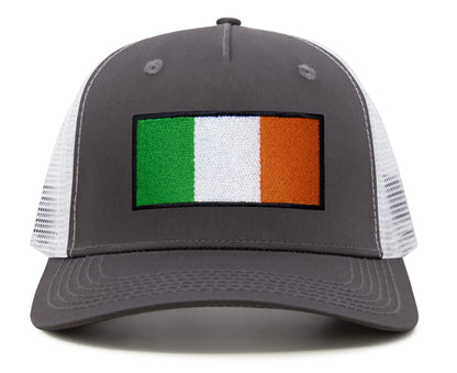 International Tie Irish Flag Hat for Men and Women - Ireland Snapback Trucker Baseball Cap (Grey White)