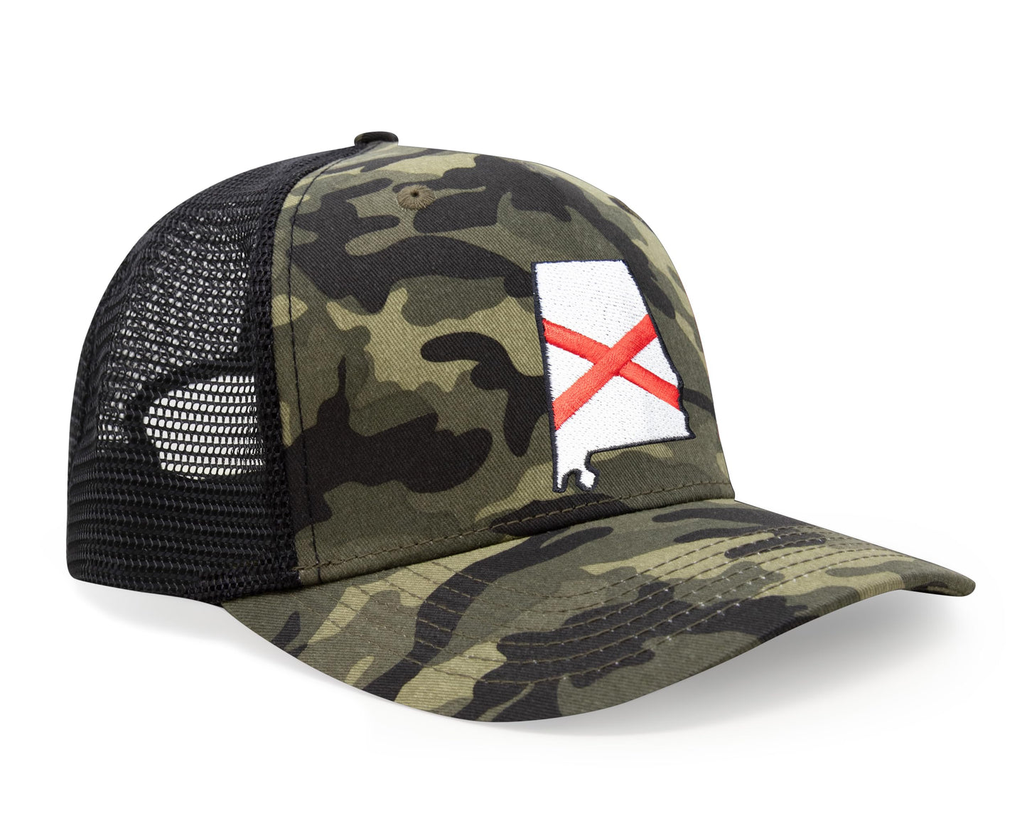 International Tie Stateline Flag Hat for Men and Women - Snapback Trucker Baseball Cap (Alabama, Camouflage)