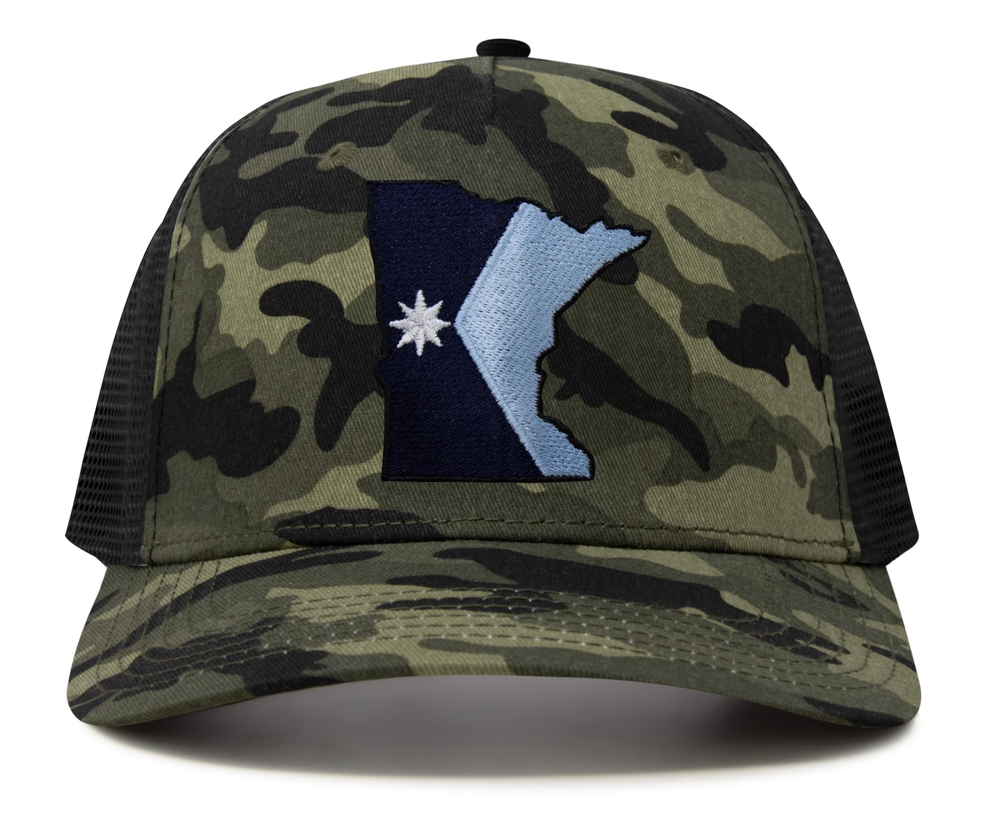 International Tie Stateline Flag Hat for Men and Women - Snapback Trucker Baseball Cap (Minnesota, Camouflage)