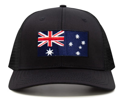 Australia Flag Hat for Men and Women – Snapback Trucker Baseball Cap by International Tie (All Black)