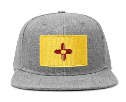 International Tie New Mexico Hat for Men and Women - Snapback Trucker Baseball Cap (Grey Flatbill)