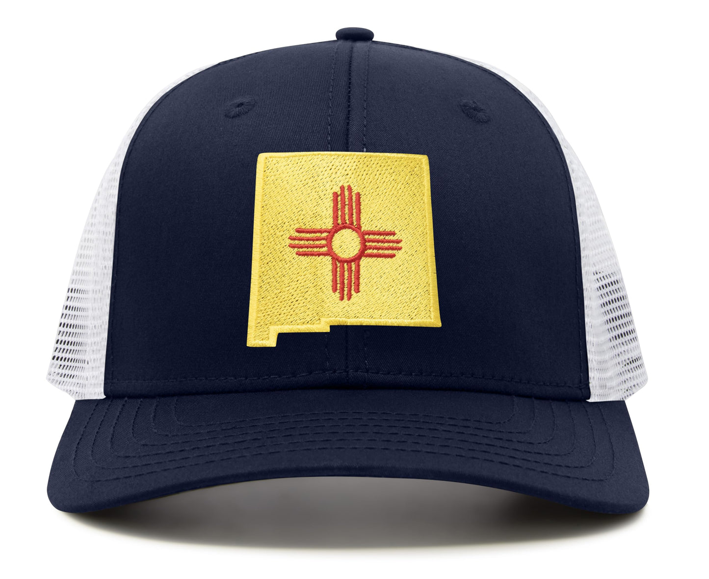International Tie Stateline Flag Hat for Men and Women - Snapback Trucker Baseball Cap (New Mexico, Navy White)