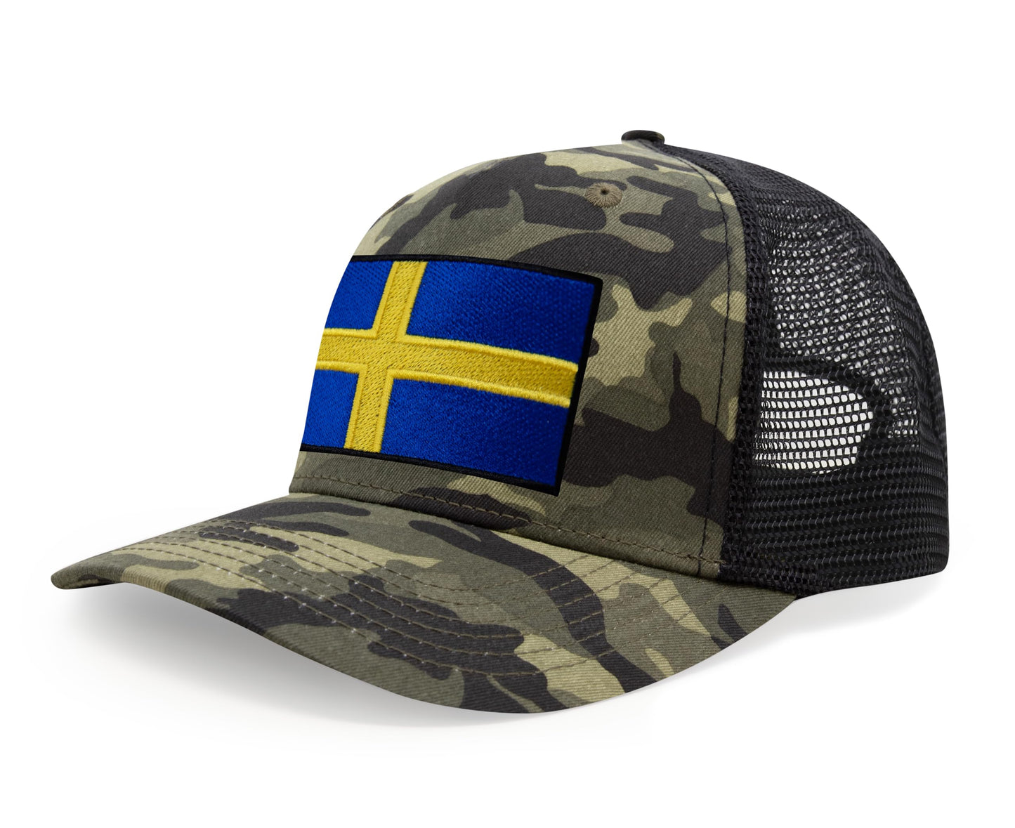 International Tie Swedish Flag Hat for Men and Women - Sweden Snapback Trucker Baseball Cap (Camouflage)