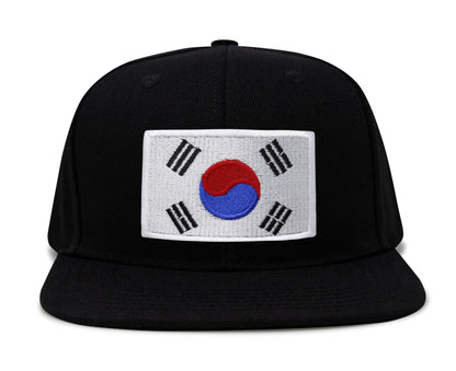 International Tie South Korea Hat for Men and Women - Snapback Trucker Baseball Cap (Black Flatbill)