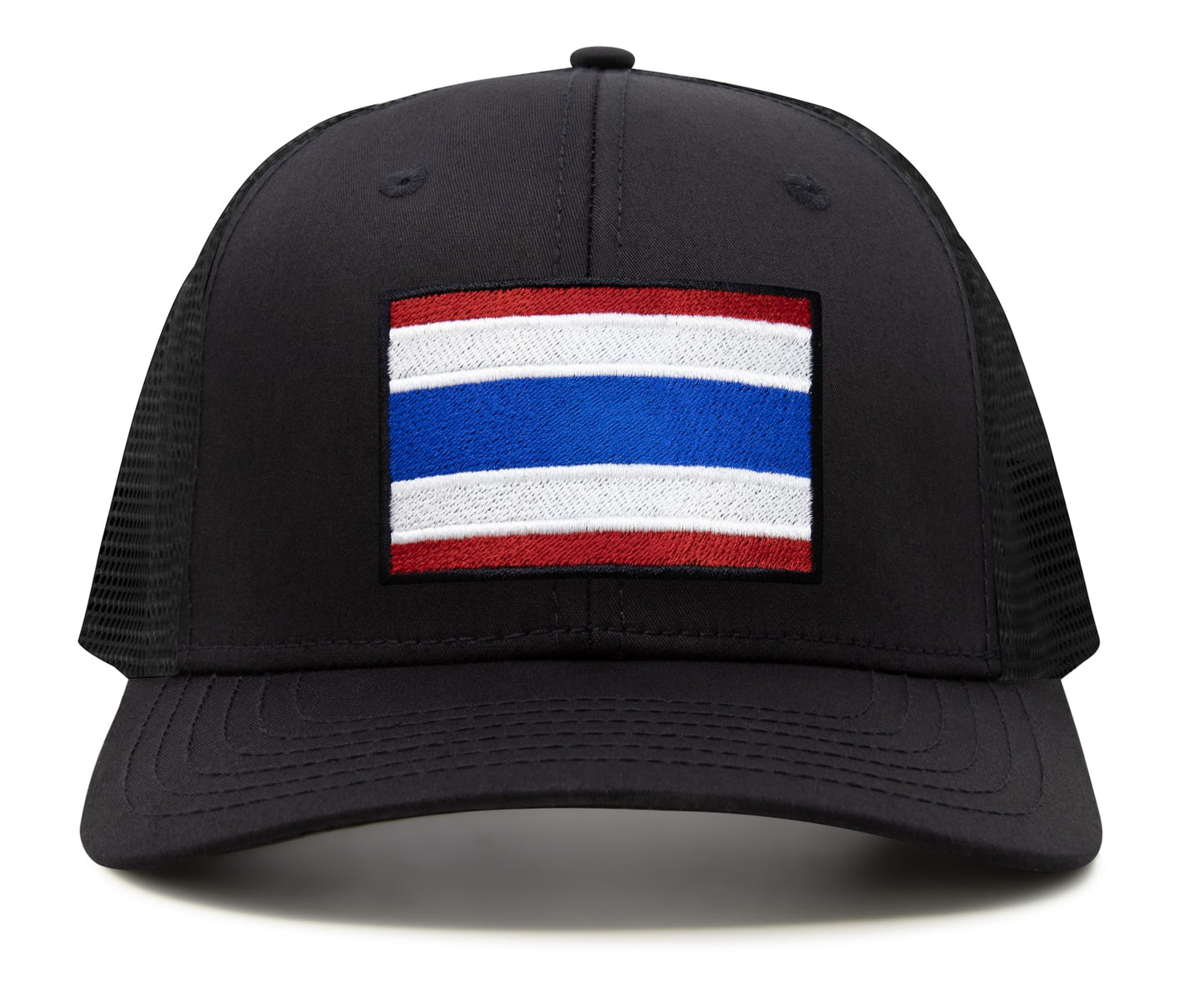 International Tie Country Hat for Men and Women, Adjustable Snapback Trucker Baseball Cap with Embroidered Patch (Thailand, All Black) - International Tie