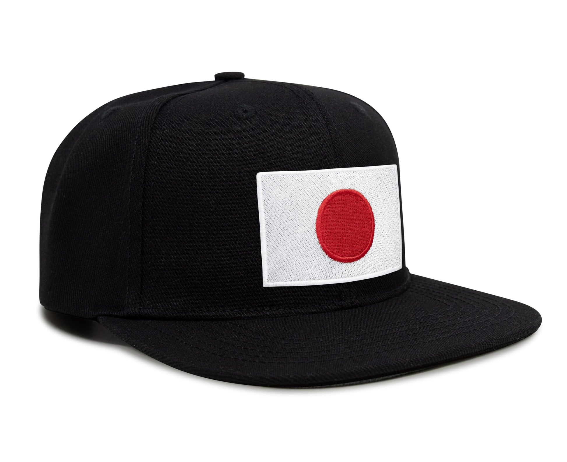International Tie Country Hat for Men and Women, Adjustable Snapback Trucker Baseball Cap with Embroidered Patch (Japan, Black Flatbill) - International Tie