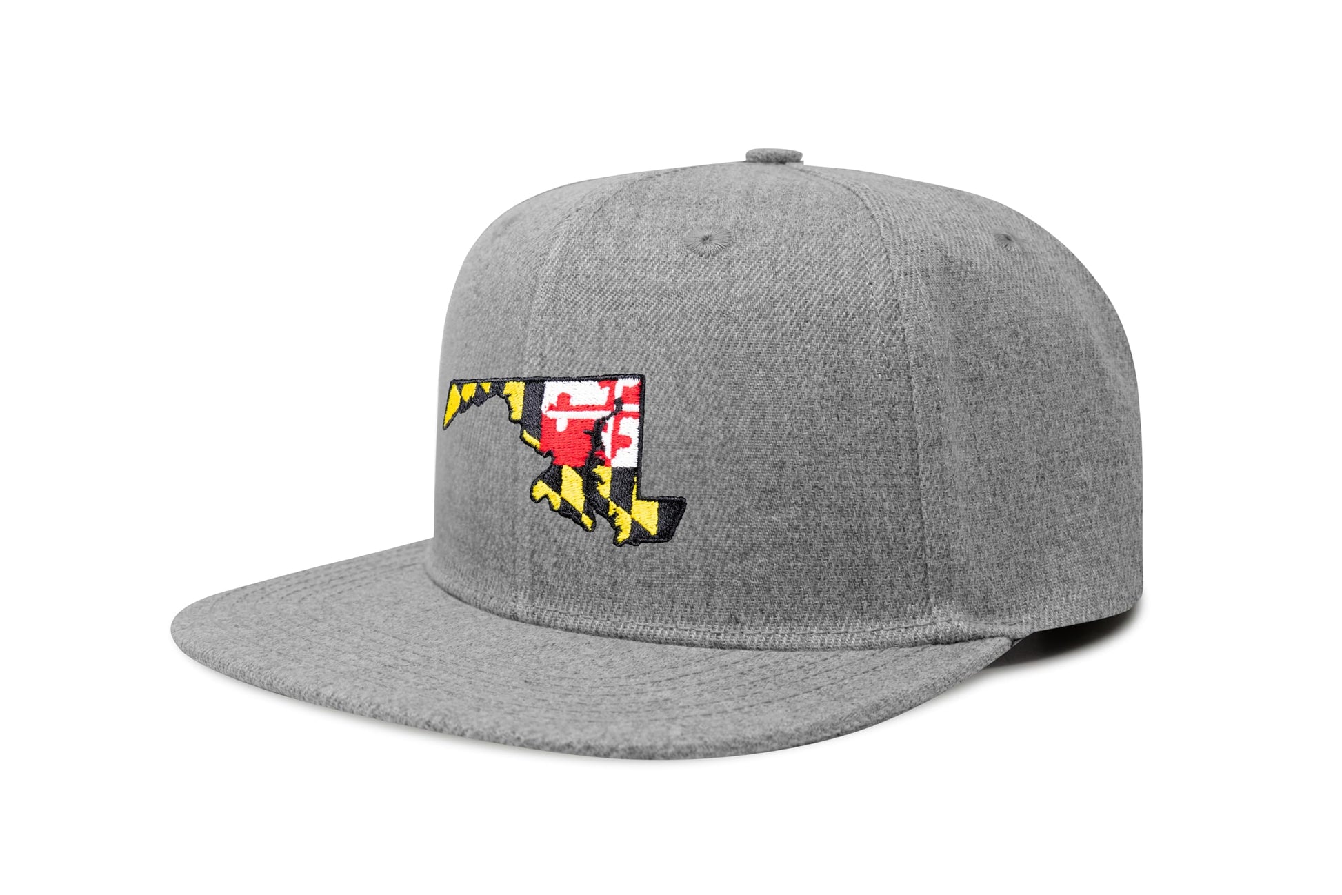International Tie Stateline Flag Hat for Men and Women - Snapback Trucker Baseball Cap (Maryland, Grey Flatbill) - International Tie
