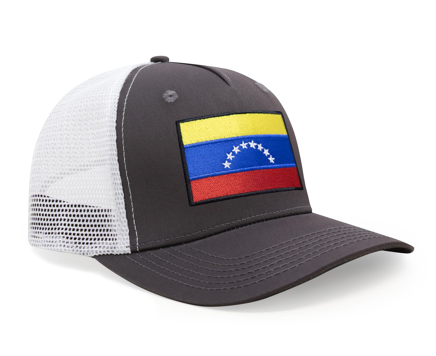 International Tie Country Hat for Men and Women, Adjustable Snapback Trucker Baseball Cap with Embroidered Patch (Venezuela, Grey White) - International Tie