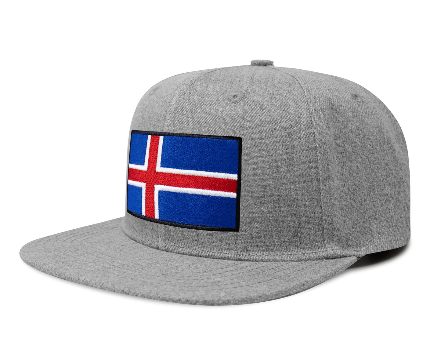 International Tie Premium Iceland - Flag Patch Hat for Men and Women - Snapback Trucker Baseball Cap (Grey Flatbill)