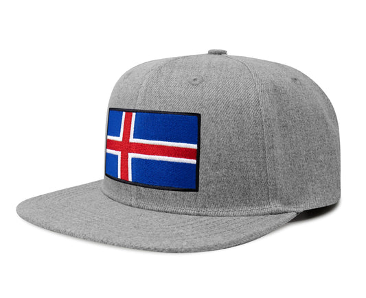 International Tie Premium Iceland - Flag Patch Hat for Men and Women - Snapback Trucker Baseball Cap (Grey Flatbill)