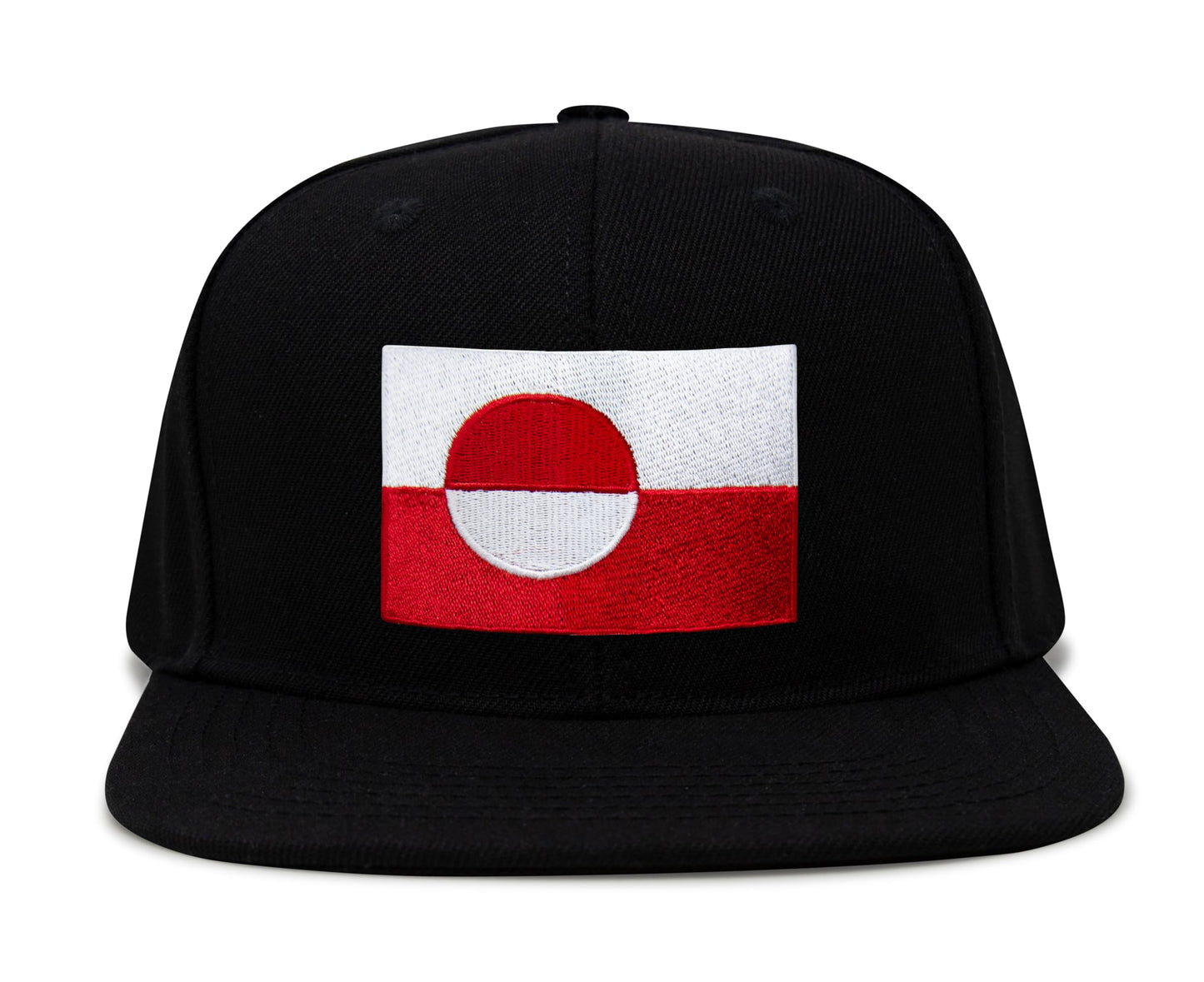 International Tie Country Hat for Men and Women, Adjustable Snapback Trucker Baseball Cap with Embroidered Patch (Greenland, Black Flatbill) - International Tie