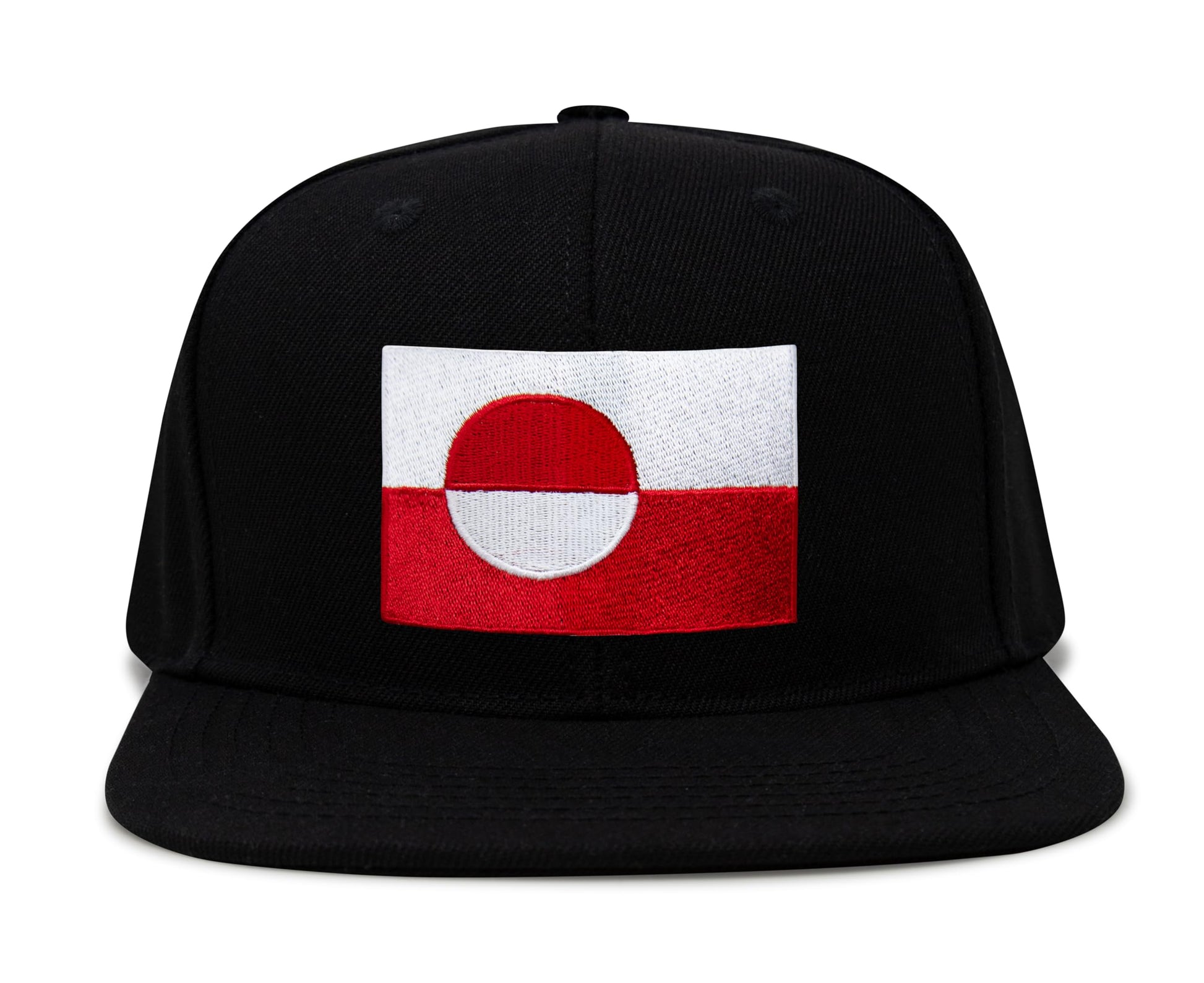 International Tie Country Hat for Men and Women, Adjustable Snapback Trucker Baseball Cap with Embroidered Patch (Greenland, Black Flatbill) - International Tie