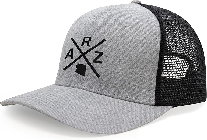 International Tie ARZ (Arizona) - Hat for Men and Women - Snapback Trucker Baseball Cap (Grey/Black)