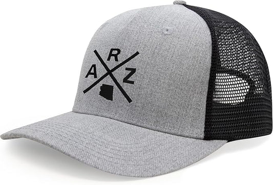 International Tie ARZ (Arizona) - Hat for Men and Women - Snapback Trucker Baseball Cap (Grey/Black)