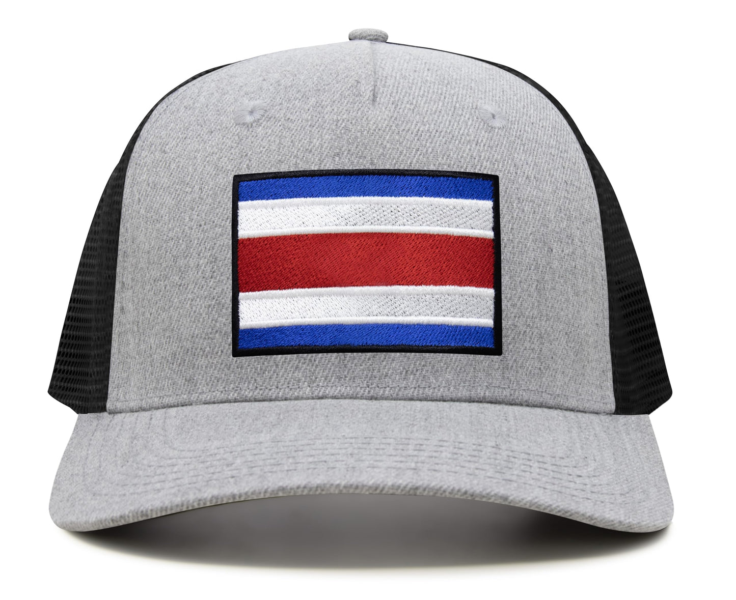 International Tie Country Hat for Men and Women, Adjustable Snapback Trucker Baseball Cap with Embroidered Patch (Costa rica, Grey Black) - International Tie