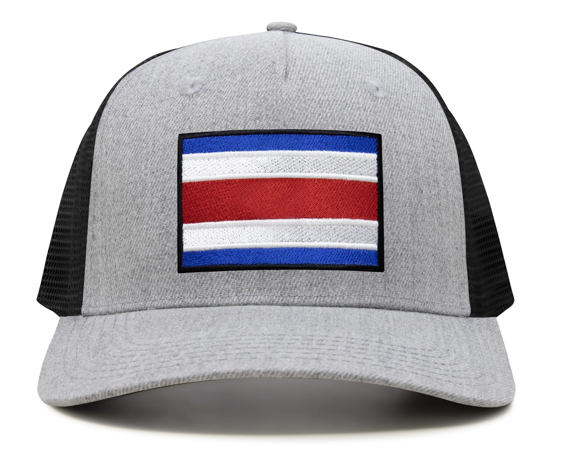 International Tie Country Hat for Men and Women, Adjustable Snapback Trucker Baseball Cap with Embroidered Patch (Costa rica, Grey Black) - International Tie