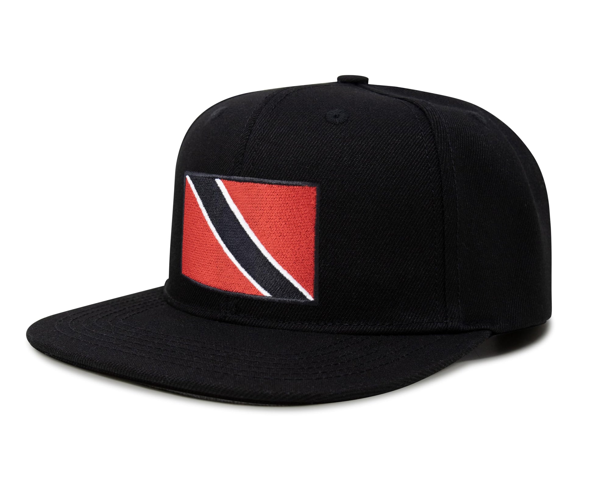 International Tie Country Hat for Men and Women, Adjustable Snapback Trucker Baseball Cap with Embroidered Patch (Trinidad and Tobago, Black Flatbill) - International Tie