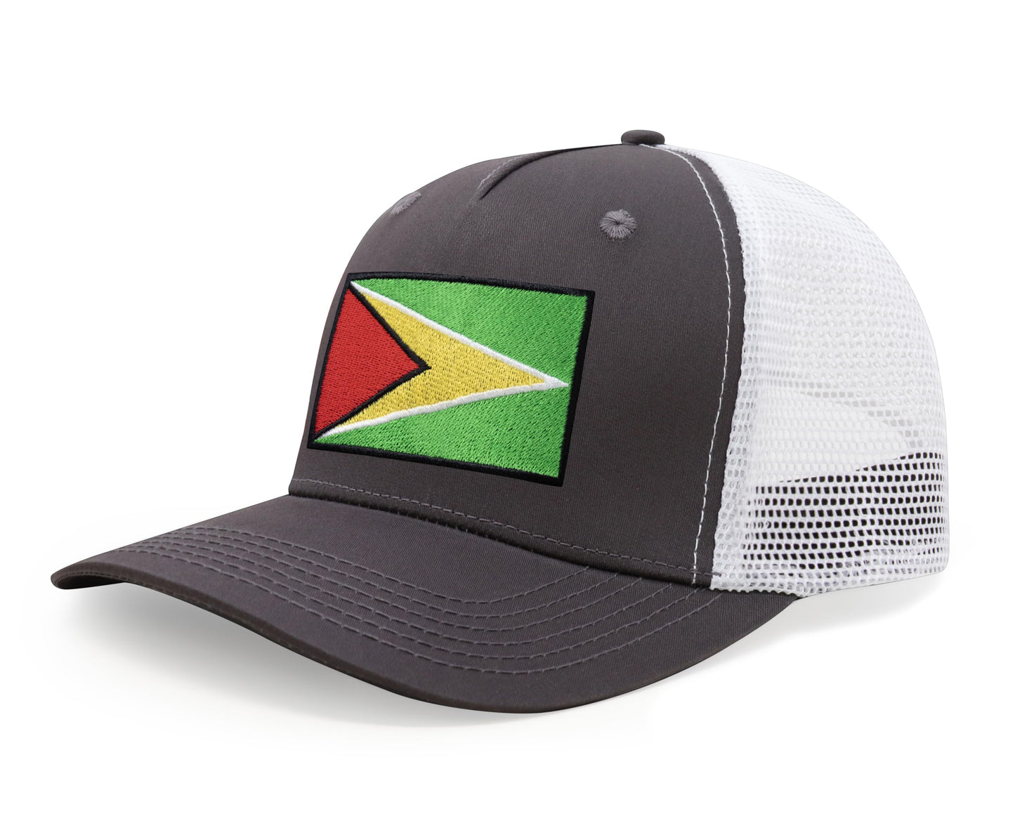 International Tie Country Hat for Men and Women, Adjustable Snapback Trucker Baseball Cap with Embroidered Patch (Guyana, Grey White) - International Tie